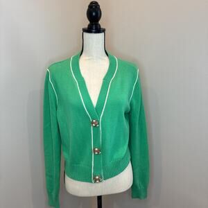 Green and white vintage style cardigan